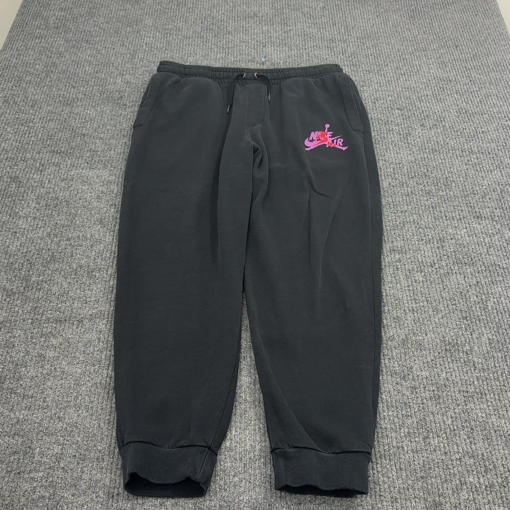 Jordan Nike Sweatpants Mens L Black Cotton Fleece Graphic Logo Joggers‎ Sporty